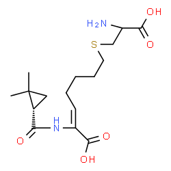 ChemSpider 2D Image | (2Z)-7-[(2-Amino-2-carboxyethyl)sulfanyl]-2-({[(1S)-2,2-dimethylcyclopropyl]carbonyl}amino)-2-heptenoic acid | C16H26N2O5S