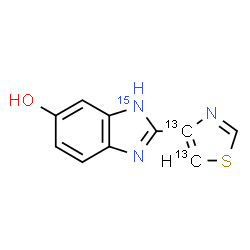 ChemSpider 2D Image | 2-[(4,5-~13~C_2_)-1,3-Thiazol-4-yl](1-~15~N)-1H-benzimidazol-6-ol | C813C2H7N215NOS