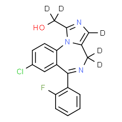 ChemSpider 2D Image | [8-Chloro-6-(2-fluorophenyl)(3,4,4-~2~H_3_)-4H-imidazo[1,5-a][1,4]benzodiazepin-1-yl](~2~H_2_)methanol | C18H8D5ClFN3O