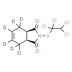 ChemSpider 2D Image | (3aR,7aS)-2-[(1,1,2,2-Tetrachloroethyl)sulfanyl](4,4,5,6,7,7-~2~H_6_)-3a,4,7,7a-tetrahydro-1H-isoindole-1,3(2H)-dione | C10H3D6Cl4NO2S