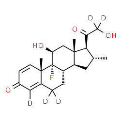 ChemSpider 2D Image | (11beta,16alpha)-9-Fluoro-11,21-dihydroxy-16-methyl(4,6,6,21,21-~2~H_5_)pregna-1,4-diene-3,20-dione | C22H24D5FO4