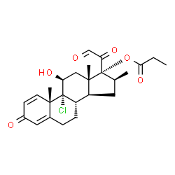 ChemSpider 2D Image | (11beta,16beta)-9-Chloro-11-hydroxy-16-methyl-3,20,21-trioxopregna-1,4-dien-17-yl propionate | C25H31ClO6