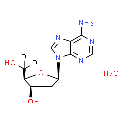 ChemSpider 2D Image | 9-{2-[(C~5~,C~5~-~2~H_2_)Deoxy]-beta-D-threo-pentofuranosyl}-9H-purin-6-amine hydrate (1:1) | C10H13D2N5O4