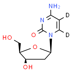 ChemSpider 2D Image | 4-Amino-1-(2-deoxy-beta-D-threo-pentofuranosyl)-2(1H)-(~2~H_2_)pyrimidinone | C9H11D2N3O4