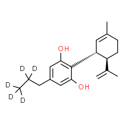 ChemSpider 2D Image | 2-[(1R,6R)-6-Isopropenyl-3-methyl-2-cyclohexen-1-yl]-5-[(2,2,3,3,3-~2~H_5_)propyl]-1,3-benzenediol | C19H21D5O2