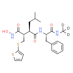 ChemSpider 2D Image | (2R,3S)-N~4~-Hydroxy-2-isobutyl-N~1~-{(2S)-1-[(~2~H_3_)methylamino]-1-oxo-3-phenyl-2-propanyl}-3-[(2-thienylsulfanyl)methyl]succinamide | C23H28D3N3O4S2