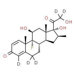 ChemSpider 2D Image | (11beta,16beta)-9-Fluoro-11,17,21-trihydroxy-16-methyl(4,6,6,21,21-~2~H_5_)pregna-1,4-diene-3,20-dione | C22H24D5FO5