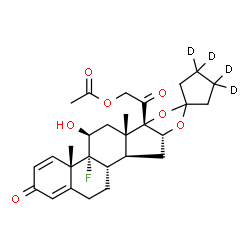 ChemSpider 2D Image | 2-[(4a'S,4b'R,5'S,6a'S,6b'S,9a'R,10a'S,10b'S)-4b'-Fluoro-5'-hydroxy-4a',6a'-dimethyl-2'-oxo(3,3,4,4-~2~H_4_)-2',4a',4b',5',6',6a',9a',10',10a',10b',11',12'-dodecahydro-6b'H-spiro[cyclopentane-1,8'-nap
htho[2',1':4,5]indeno[1,2-d][1,3]dioxol]-6b'-yl]-2-oxoethyl acetate | C28H31D4FO7