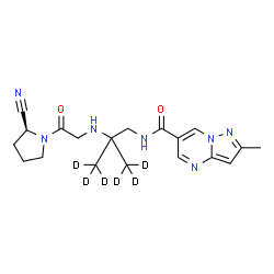 ChemSpider 2D Image | N-[2-({2-[(2S)-2-Cyano-1-pyrrolidinyl]-2-oxoethyl}amino)-2-(~2~H_3_)methyl(3,3,3-~2~H_3_)propyl]-2-methylpyrazolo[1,5-a]pyrimidine-6-carboxamide | C19H19D6N7O2
