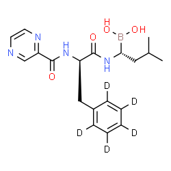 ChemSpider 2D Image | N-[(1R)-1-(Dihydroxyboryl)-3-methylbutyl]-Nalpha-(2-pyrazinylcarbonyl)-D-(2,3,4,5,6-~2~H_5_)phenylalaninamide | C19H20D5BN4O4