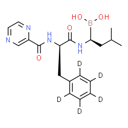 ChemSpider 2D Image | N-[(1S)-1-(Dihydroxyboryl)-3-methylbutyl]-Nalpha-(2-pyrazinylcarbonyl)-D-(2,3,4,5,6-~2~H_5_)phenylalaninamide | C19H20D5BN4O4