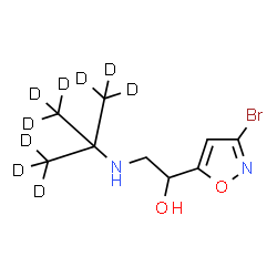 ChemSpider 2D Image | 1-(3-Bromo-1,2-oxazol-5-yl)-2-{[2-(~2~H_3_)methyl(~2~H_6_)-2-propanyl]amino}ethanol | C9H6D9BrN2O2