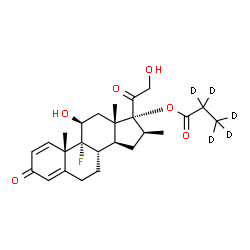 ChemSpider 2D Image | (11beta,16beta)-9-Fluoro-11,21-dihydroxy-16-methyl-3,20-dioxopregna-1,4-dien-17-yl (~2~H_5_)propanoate | C25H28D5FO6