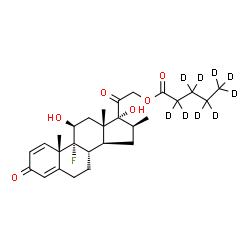 ChemSpider 2D Image | (11beta,16beta)-9-Fluoro-11,17-dihydroxy-16-methyl-3,20-dioxopregna-1,4-dien-21-yl (~2~H_9_)pentanoate | C27H28D9FO6
