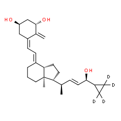 ChemSpider 2D Image | (1S,3R,5Z,7E,22E,24S)-(26,26,27,27-~2~H_4_)-26,27-Cyclo-9,10-secocholesta-5,7,10,22-tetraene-1,3,24-triol | C27H36D4O3