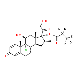 ChemSpider 2D Image | (11beta,16beta)-9-Chloro-11,21-dihydroxy-16-methyl-3,20-dioxopregna-1,4-dien-17-yl (~2~H_5_)propanoate | C25H28D5ClO6