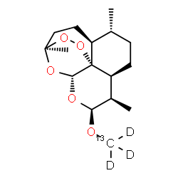 ChemSpider 2D Image | (1R,4S,5R,8S,9R,10S,12R,13R)-1,5,9-Trimethyl-10-[(~13~C,~2~H_3_)methyloxy]-11,14,15,16-tetraoxatetracyclo[10.3.1.0~4,13~.0~8,13~]hexadecane | C1513CH23D3O5