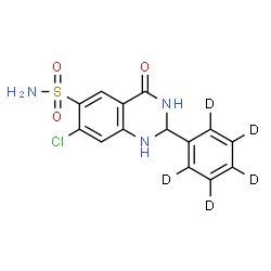 ChemSpider 2D Image | 7-Chloro-4-oxo-2-(~2~H_5_)phenyl-1,2,3,4-tetrahydro-6-quinazolinesulfonamide | C14H7D5ClN3O3S