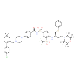 ChemSpider 2D Image | 4-[4-[[2-(4-chlorophenyl)-5,5-dimethyl-cyclohexen-1-yl]methyl]piperazin-1-yl]-N-[4-[[(1R)-3-(2,2,3,3,5,5,6,6-octadeuteriomorpholin-4-yl)-1-(phenylsulfanylmethyl)propyl]amino]-3-(trifluoromethylsulfonyl)phenyl]sulfonyl-benzamide | C47H47D8ClF3N5O6S3