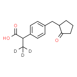 ChemSpider 2D Image | 2-{4-[(2-Oxocyclopentyl)methyl]phenyl}(3,3,3-~2~H_3_)propanoic acid | C15H15D3O3