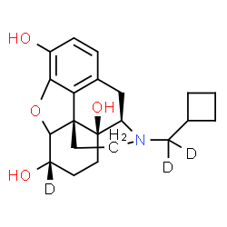 ChemSpider 2D Image | (6alpha)-17-[Cyclobutyl(~2~H_2_)methyl](6-~2~H)-4,5-epoxymorphinan-3,6,14-triol | C21H24D3NO4
