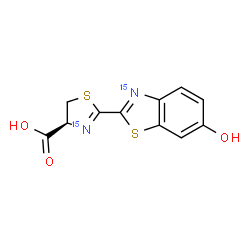 ChemSpider 2D Image | (4S)-2-[6-Hydroxy(~15~N)-1,3-benzothiazol-2-yl](~15~N)-4,5-dihydro-1,3-thiazole-4-carboxylic acid | C11H815N2O3S2