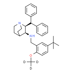 ChemSpider 2D Image | (2S,3S)-2-(Diphenylmethyl)-N-{2-[(~2~H_3_)methyloxy]-5-(2-methyl-2-propanyl)benzyl}quinuclidin-3-amine | C32H37D3N2O