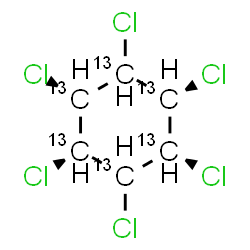 ChemSpider 2D Image | (1s,2s,4s,5s)-1,2,3,4,5,6-Hexachloro(~13~C_6_)cyclohexane | 13C6H6Cl6
