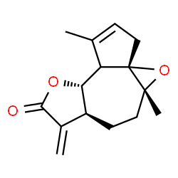 ChemSpider 2D Image | (3aS,4aR,6aS,9aS)-1,4a-Dimethyl-7-methylene-5,6,6a,7,9a,9b-hexahydro-3H-oxireno[8,8a]azuleno[4,5-b]furan-8(4aH)-one | C15H18O3