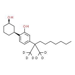 ChemSpider 2D Image | 2-[(1S,3R)-3-Hydroxycyclohexyl]-5-[2-(~2~H_3_)methyl(1,1,1-~2~H_3_)-2-nonanyl]phenol | C22H30D6O2
