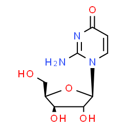 ChemSpider 2D Image | 2-Amino-1-[(2xi)-beta-D-threo-pentofuranosyl]-4(1H)-pyrimidinone | C9H13N3O5