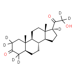 ChemSpider 2D Image | (5alpha)-21-Hydroxy(2,2,4,4,17,21,21-~2~H_7_)pregnane-3,20-dione | C21H25D7O3