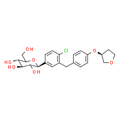 ChemSpider 2D Image | (1S)-1,5-Anhydro-1-(4-chloro-3-{4-[(3S)-tetrahydro-3-furanyloxy]benzyl}phenyl)-D-threo-hexitol | C23H27ClO7