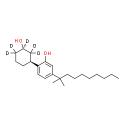 ChemSpider 2D Image | 2-[(1S,3R)-3-Hydroxy(2,2,3,4,4-~2~H_5_)cyclohexyl]-5-(2-methyl-2-decanyl)phenol | C23H33D5O2