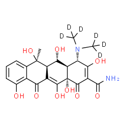 ChemSpider 2D Image | (4S,4aR,5S,5aR,6S,12aS)-4-{Bis[(~2~H_3_)methyl]amino}-3,5,6,10,12,12a-hexahydroxy-6-methyl-1,11-dioxo-1,4,4a,5,5a,6,11,12a-octahydro-2-tetracenecarboxamide | C22H18D6N2O9