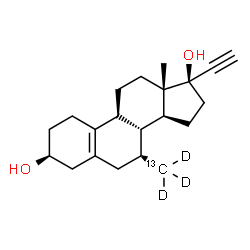 ChemSpider 2D Image | (3beta,7alpha,17alpha)-7-(~13~C,~2~H_3_)Methyl-19-norpregn-5(10)-en-20-yne-3,17-diol | C2013CH27D3O2