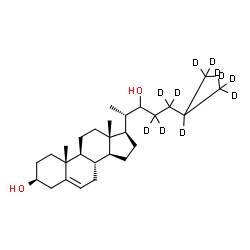 ChemSpider 2D Image | (3beta)-(23,23,24,24,25,26,26,26,27,27,27-~2~H_11_)Cholest-5-ene-3,22-diol | C27H35D11O2