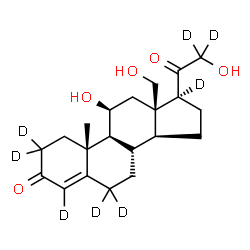 ChemSpider 2D Image | (11beta)-11,18,21-Trihydroxy(2,2,4,6,6,17,21,21-~2~H_8_)pregn-4-ene-3,20-dione | C21H22D8O5