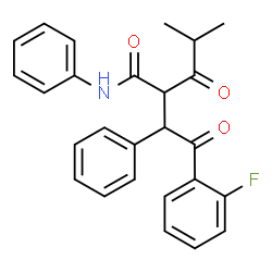 ChemSpider 2D Image | 2-[2-(2-Fluorophenyl)-2-oxo-1-phenylethyl]-4-methyl-3-oxo-N-phenylpentanamide | C26H24FNO3