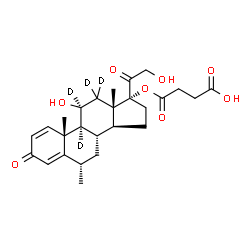 ChemSpider 2D Image | 4-{[(6alpha,11beta)-11,21-Dihydroxy-6-methyl-3,20-dioxo(9,11,12,12-~2~H_4_)pregna-1,4-dien-17-yl]oxy}-4-oxobutanoic acid | C26H30D4O8