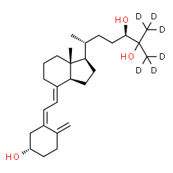 ChemSpider 2D Image | (3S,5Z,7E,24R)-(26,26,26,27,27,27-~2~H_6_)-9,10-Secocholesta-5,7,10-triene-3,24,25-triol | C27H38D6O3