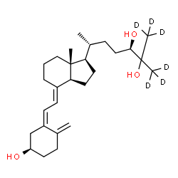 ChemSpider 2D Image | (3R,5Z,7E,24R)-(26,26,26,27,27,27-~2~H_6_)-9,10-Secocholesta-5,7,10-triene-3,24,25-triol | C27H38D6O3