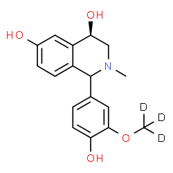 ChemSpider 2D Image | (4R)-1-{4-Hydroxy-3-[(~2~H_3_)methyloxy]phenyl}-2-methyl-1,2,3,4-tetrahydro-4,6-isoquinolinediol | C17H16D3NO4