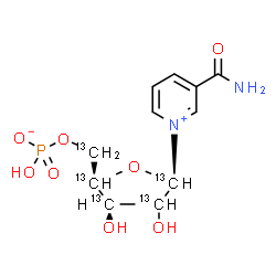 ChemSpider 2D Image | 3-Carbamoyl-1-{(2xi)-5-O-[hydroxy(~13~C_5_)phosphinato]-beta-D-erythro-pentofuranosyl}pyridinium | C613C5H15N2O8P