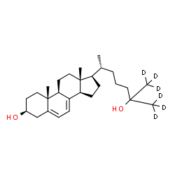 ChemSpider 2D Image | (3beta)-(26,26,26,27,27,27-~2~H_6_)Cholesta-5,7-diene-3,25-diol | C27H38D6O2