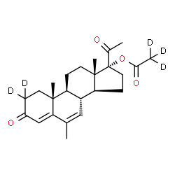 ChemSpider 2D Image | 6-Methyl-3,20-dioxo(2,2-~2~H_2_)pregna-4,6-dien-17-yl (~2~H_3_)acetate | C24H27D5O4