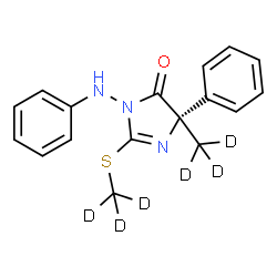 ChemSpider 2D Image | (5S)-3-Anilino-5-(~2~H_3_)methyl-2-[(~2~H_3_)methylsulfanyl]-5-phenyl-3,5-dihydro-4H-imidazol-4-one | C17H11D6N3OS