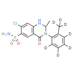 ChemSpider 2D Image | 7-Chloro-2-methyl-3-[2-(~2~H_3_)methyl(~2~H_4_)phenyl]-4-oxo-1,2,3,4-tetrahydro-6-quinazolinesulfonamide | C16H9D7ClN3O3S