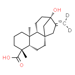 ChemSpider 2D Image | (5beta,8alpha,9beta,10alpha,13alpha)-13-Hydroxy(17-~13~C,17,17-~2~H_2_)kaur-16-en-18-oic acid | C1913CH28D2O3