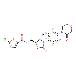 ChemSpider 2D Image | 5-Chloro-N-({(5S)-2-oxo-3-[4-(3-oxo-4-morpholinyl)(~13~C_6_)phenyl]-1,3-oxazolidin-5-yl}methyl)-2-thiophenecarboxamide | C1313C6H18ClN3O5S